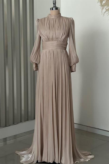 Hellas Tesettür Abiye Bej