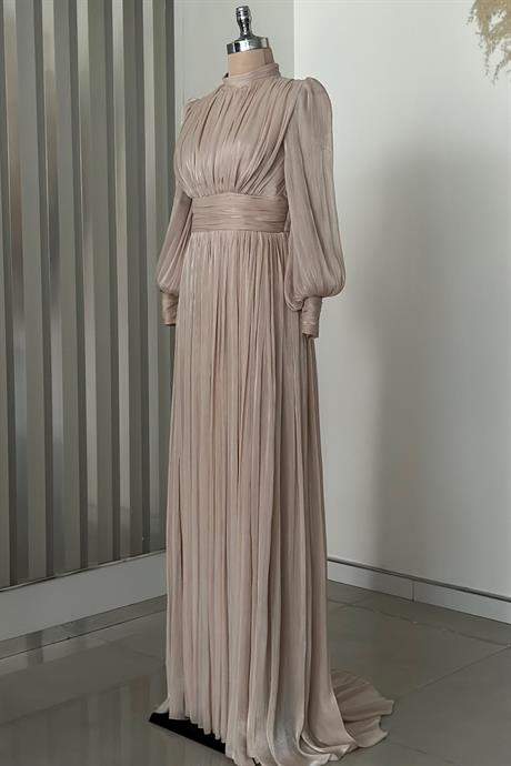 Hellas Tesettür Abiye Bej