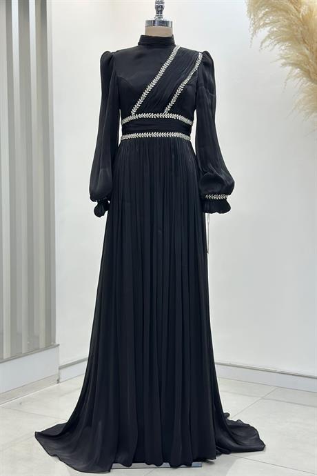 Hermonie Tesettür Abiye Siyah