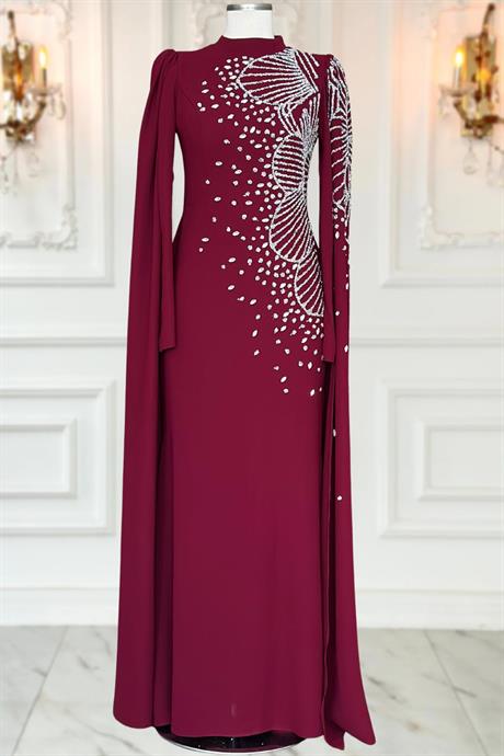 Hüsna Tesettür Abiye Bordo