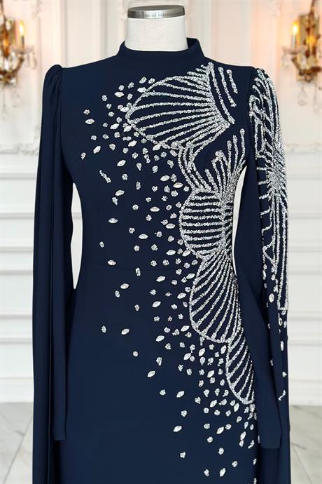 Hüsna Tesettür Abiye Lacivert