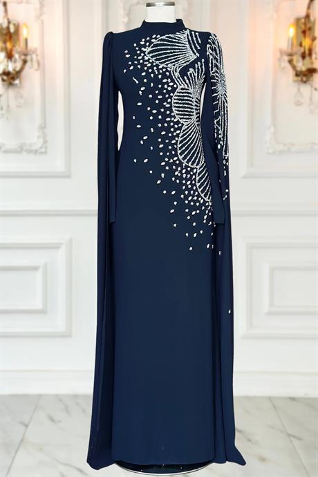 Hüsna Tesettür Abiye Lacivert