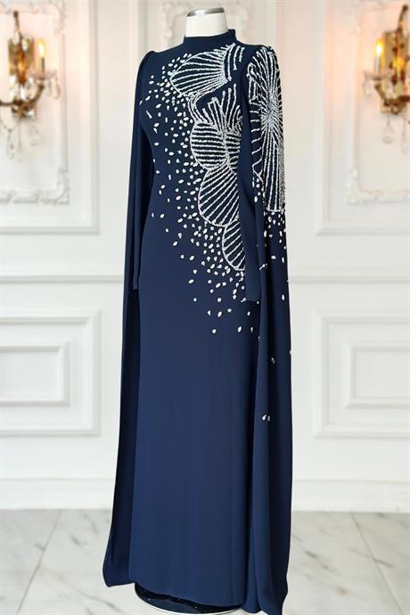 Hüsna Tesettür Abiye Lacivert