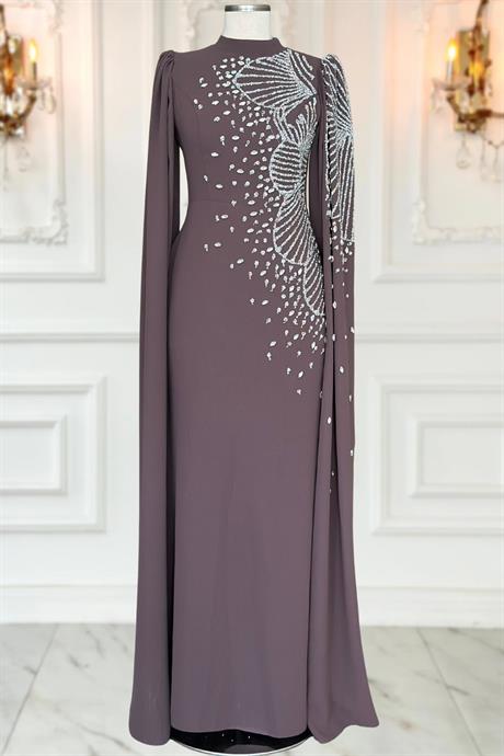 Hüsna Tesettür Abiye Vizon