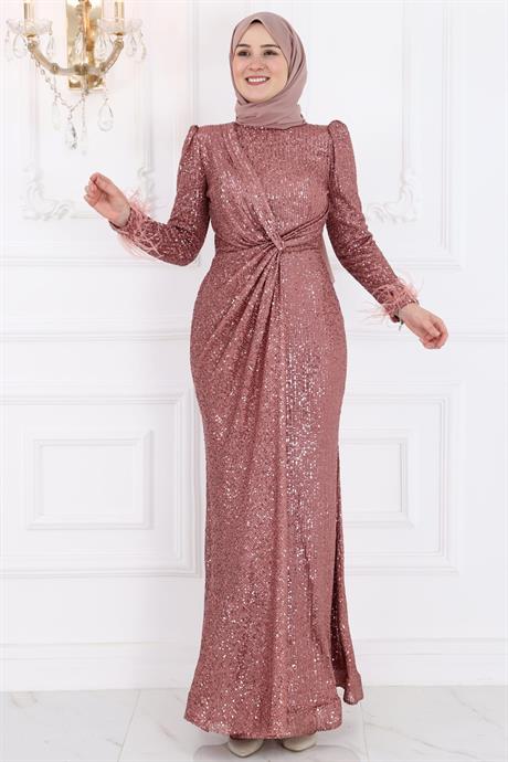 İkbal Tesettür Abiye Gülkurusu