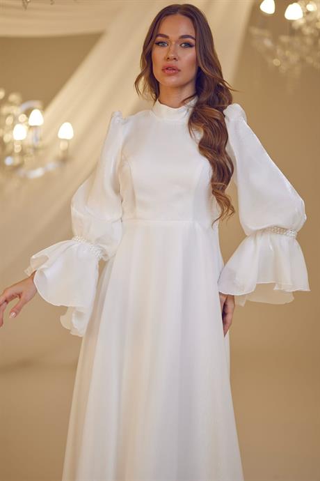 İnci Tesettür Abiye Beyaz