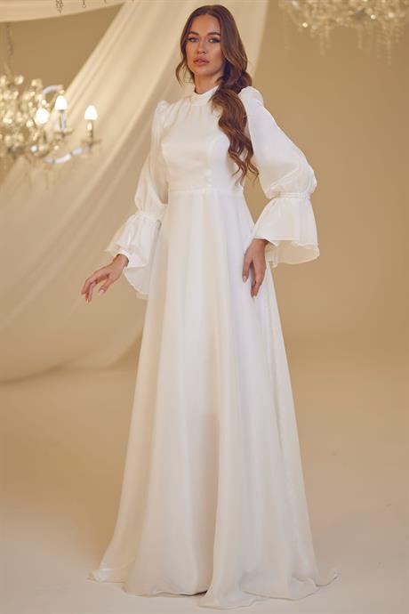 İnci Tesettür Abiye Beyaz