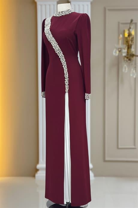 İnci Tesettür Abiye Bordo