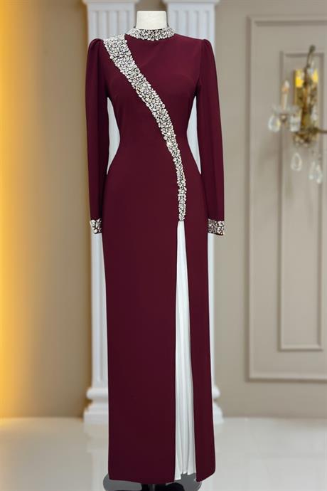 İnci Tesettür Abiye Bordo