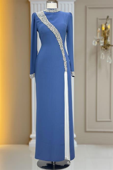 İnci Tesettür Abiye İndigo