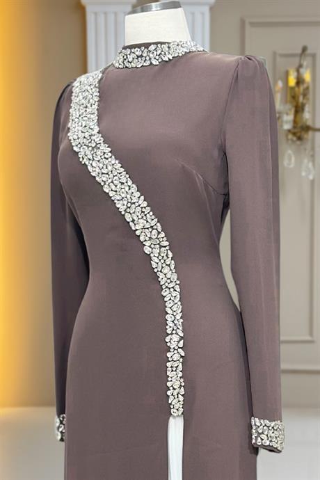 İnci Tesettür Abiye Vizon