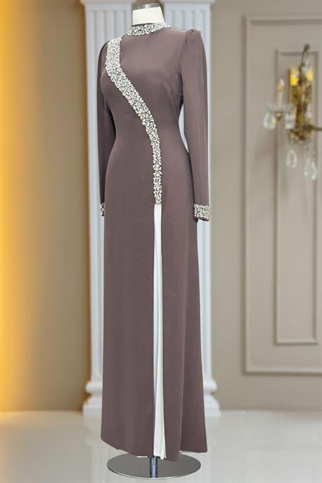 İnci Tesettür Abiye Vizon