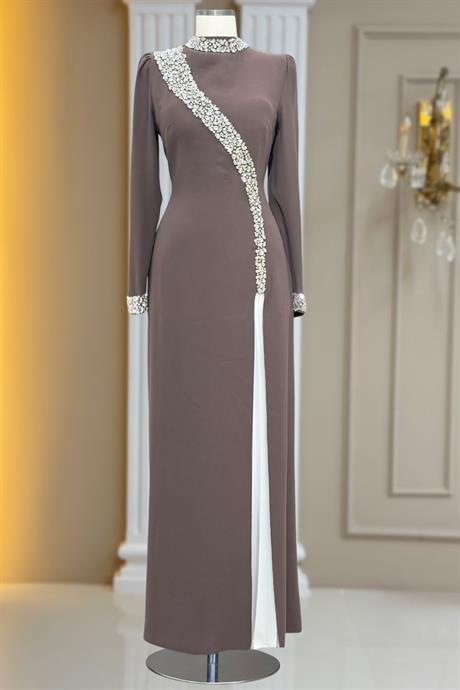 İnci Tesettür Abiye Vizon