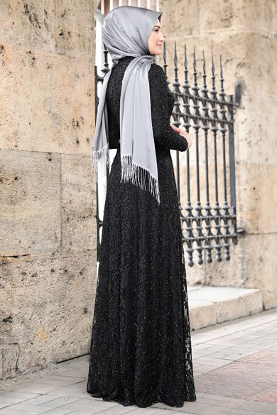 İpek Tesettür Abiye Siyah