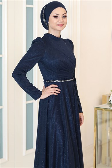 Işıl Tesettür Abiye Lacivert
