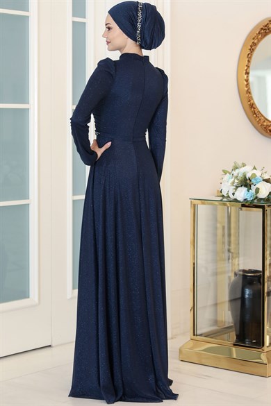 Işıl Tesettür Abiye Lacivert
