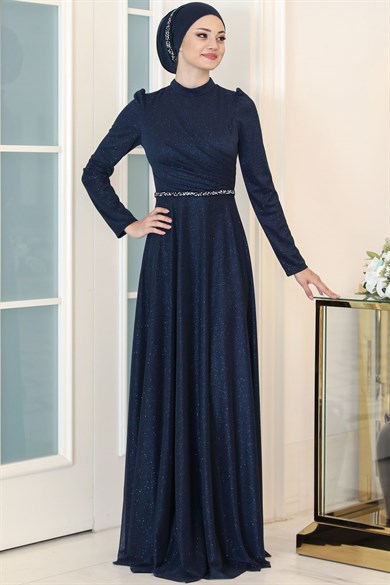 Işıl Tesettür Abiye Lacivert