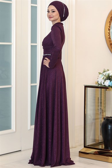 Işıl Tesettür Abiye Mor
