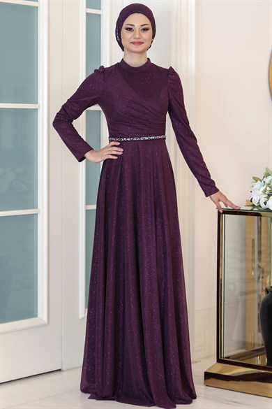 Işıl Tesettür Abiye Mor