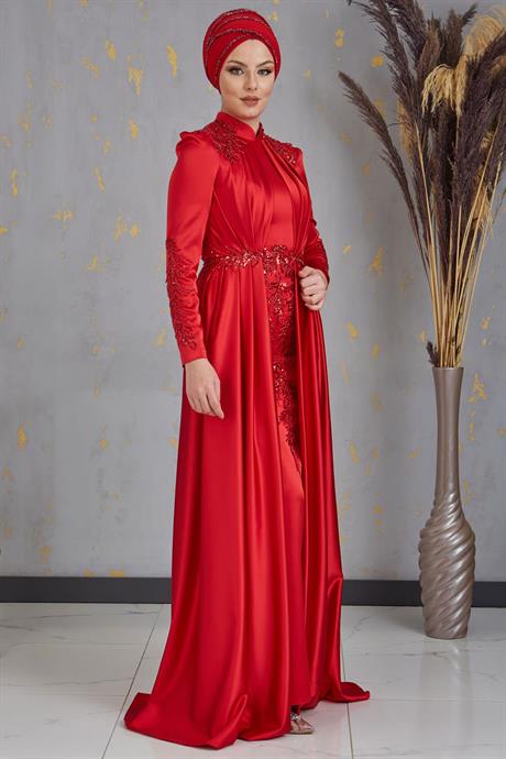 Karaca Tesettür Abiye Kırmızı