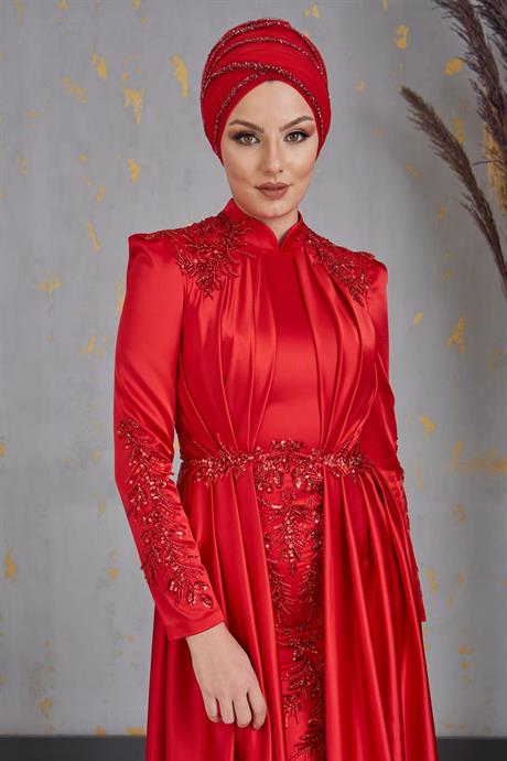 Karaca Tesettür Abiye Kırmızı