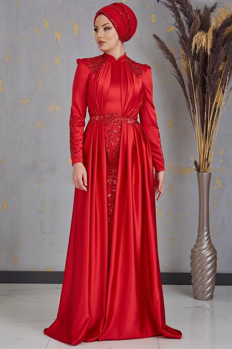 Karaca Tesettür Abiye Kırmızı