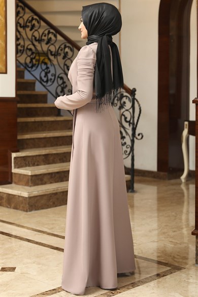 Kardelen Tesettür Elbise Vizon