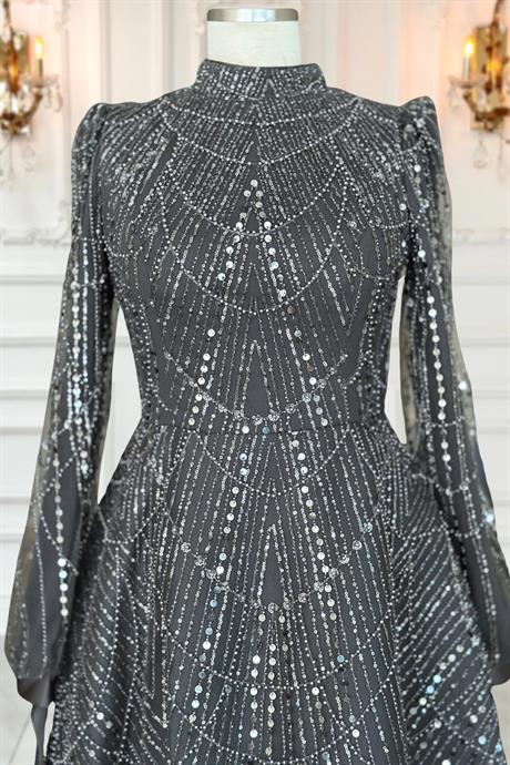 Karina Tesettür Abiye Antrasit