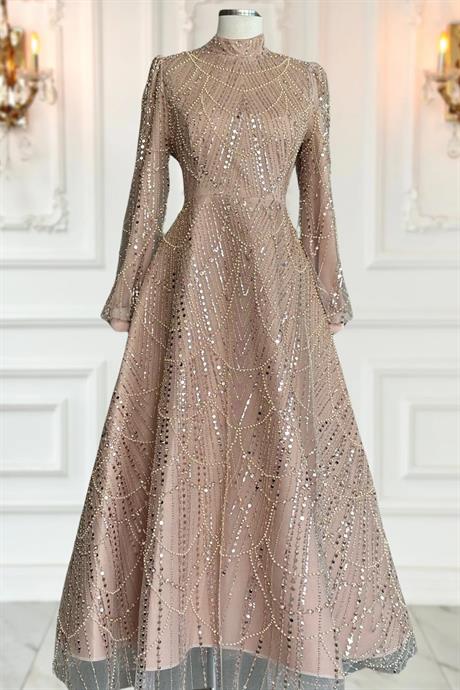 Karina Tesettür Abiye Gold