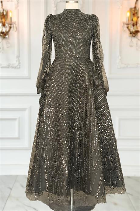 Karina Tesettür Abiye Haki