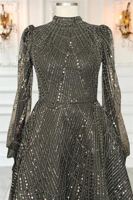 Karina Tesettür Abiye Haki