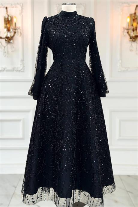 Karina Tesettür Abiye Siyah