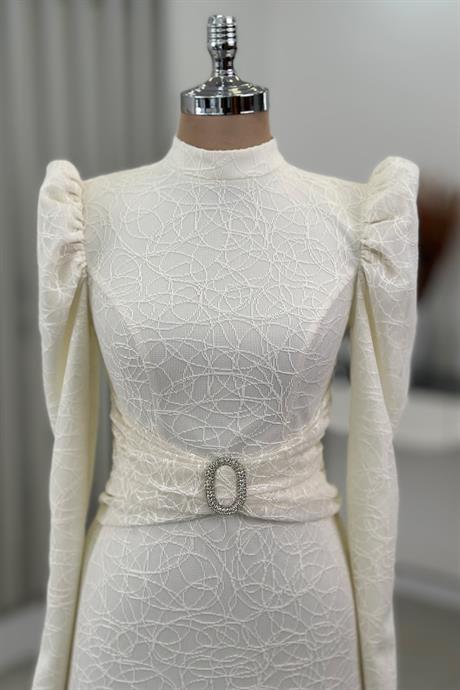 Karmen Tesettür Abiye Ekru