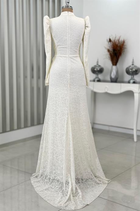 Karmen Tesettür Abiye Ekru