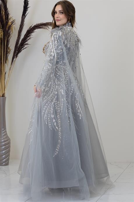 Kayra Tesettür Abiye Gri