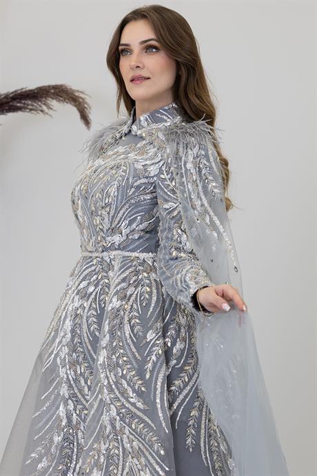 Kayra Tesettür Abiye Gri