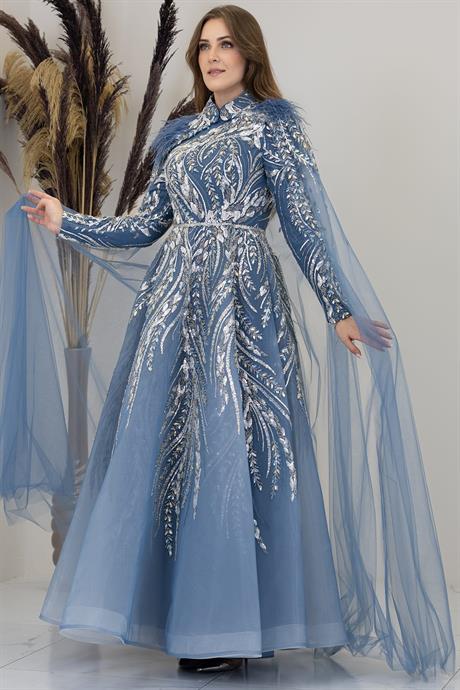 Kayra Tesettür Abiye İndigo