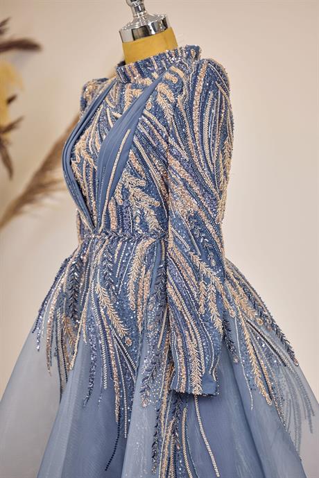 Kübra Tesettür Abiye İndigo