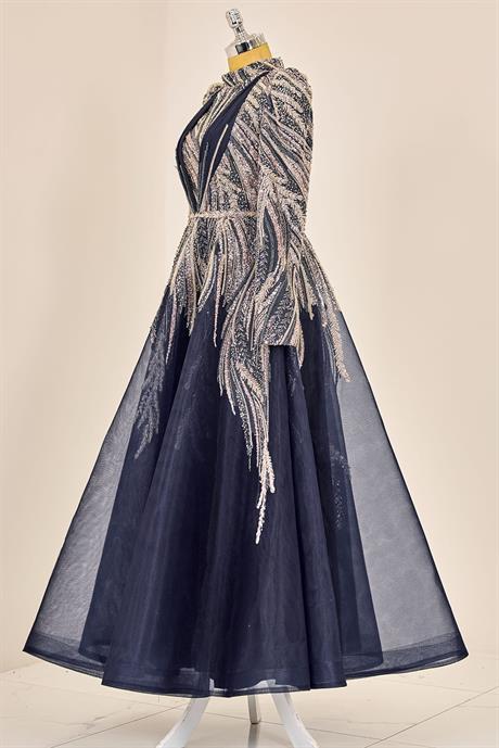 Kübra Tesettür Abiye Lacivert