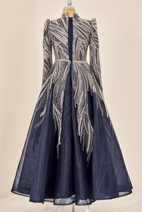 Kübra Tesettür Abiye Lacivert