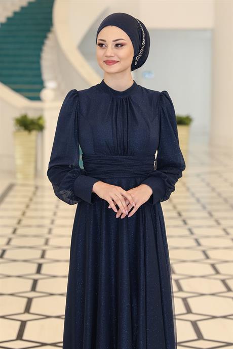 Kübra Tesettür Abiye Lacivert