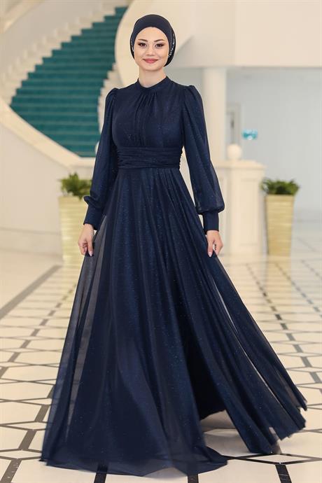 Kübra Tesettür Abiye Lacivert