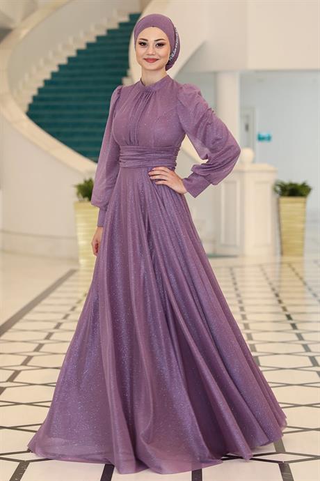 Kübra Tesettür Abiye Lavanta