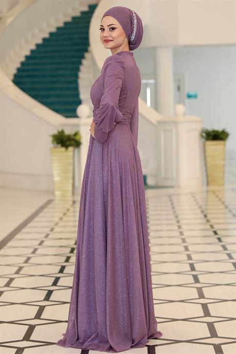 Kübra Tesettür Abiye Lavanta