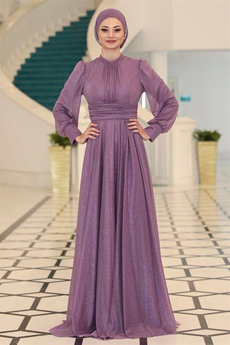 Kübra Tesettür Abiye Lavanta