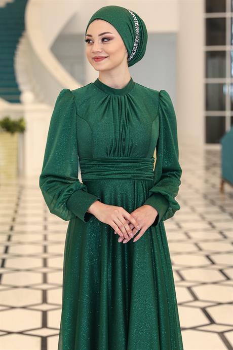 Kübra Tesettür Abiye Zümrüt