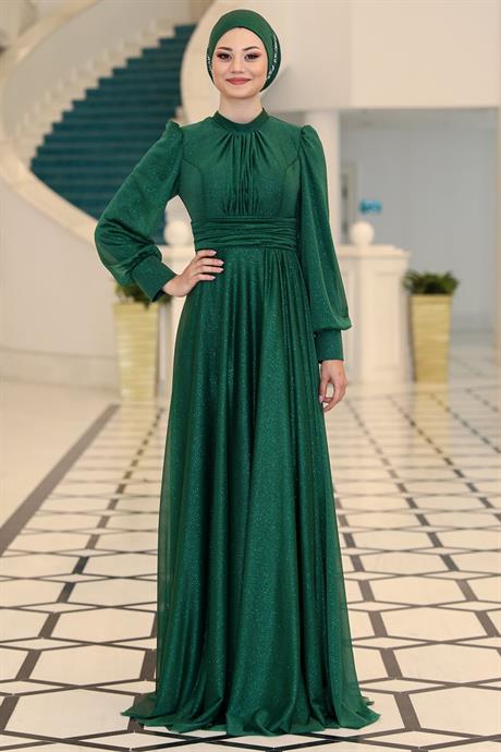 Kübra Tesettür Abiye Zümrüt