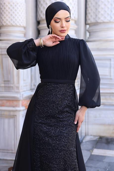 Lavanta Tesettür Abiye Siyah