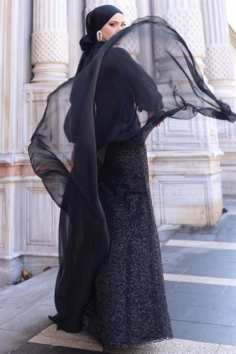 Lavanta Tesettür Abiye Siyah