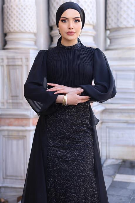 Lavanta Tesettür Abiye Siyah